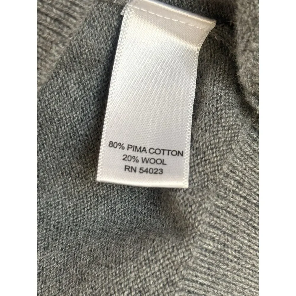 Banana Republic Men’s 1/4 Zip Sweater Gray Striped Pima Cotton Wool Pullover M